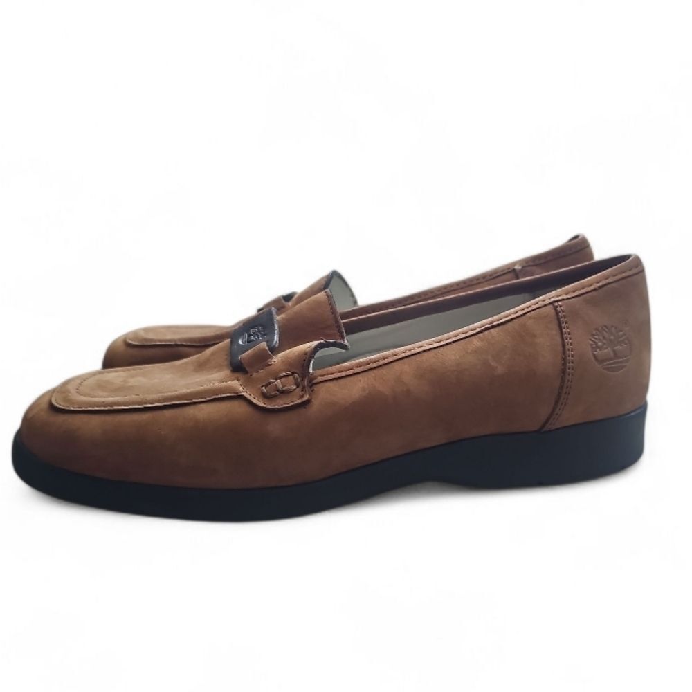 Timberland Italy Suede Loafers Women 8 Brown Leather Moc Toe Slip On Shoes